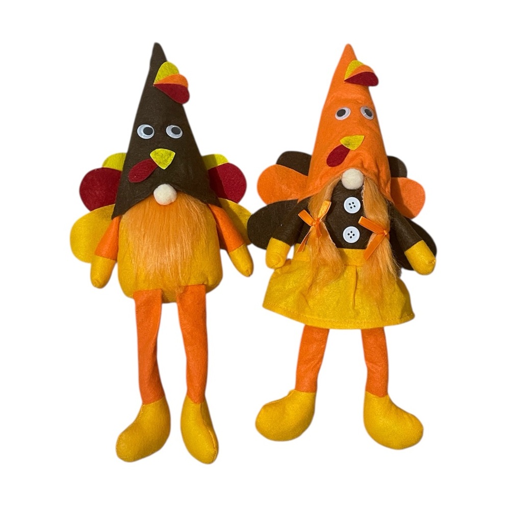 Handmade Thanksgiving Fall Turkey Swedish Gnomes - Set of 2 - Picture 6 of 7